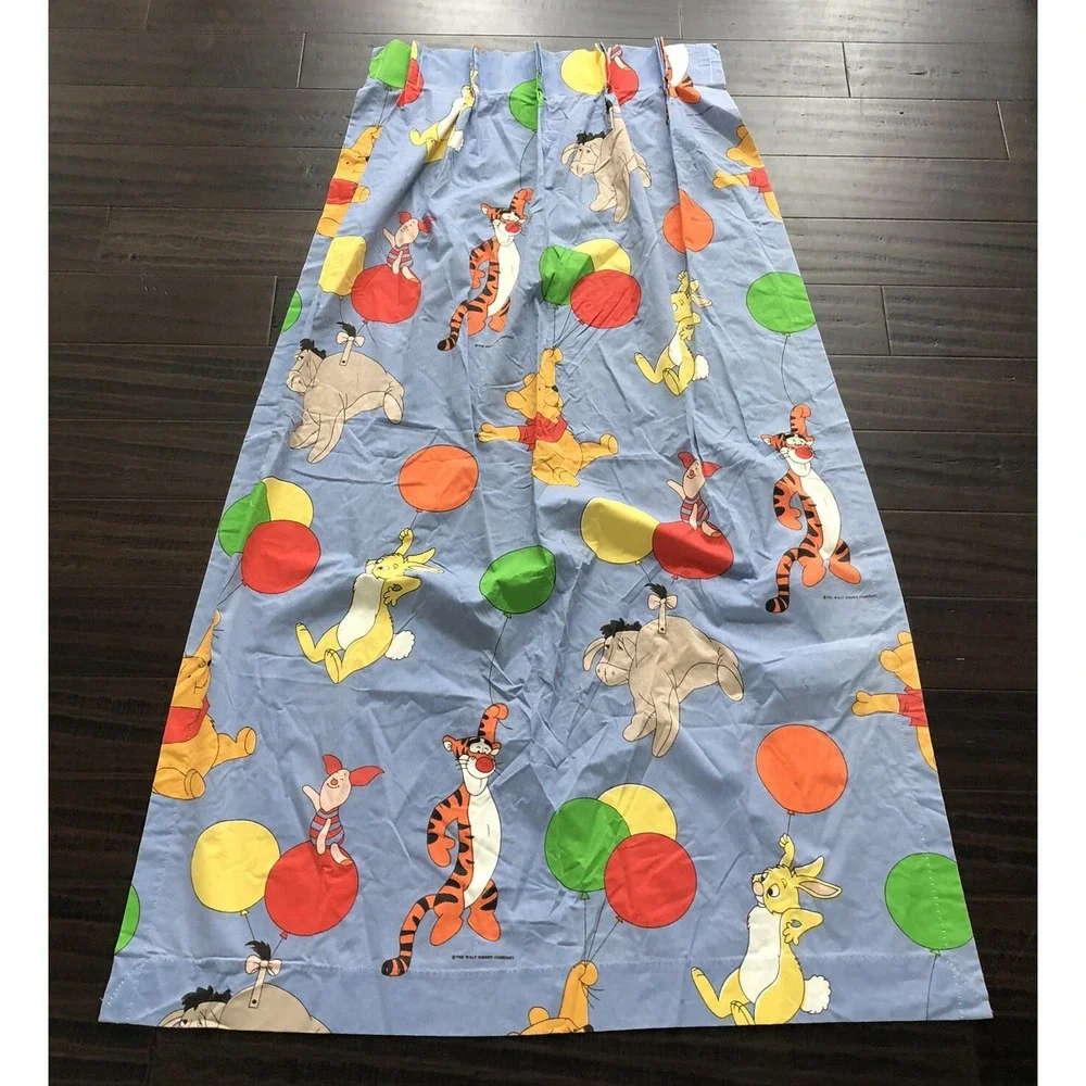 2 Vtg Sears Winnie The Pooh Pinch Pleat Curtains Drapes 38 x 60 Balloons READ